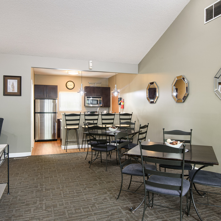 Leasing office lounge with kitchen